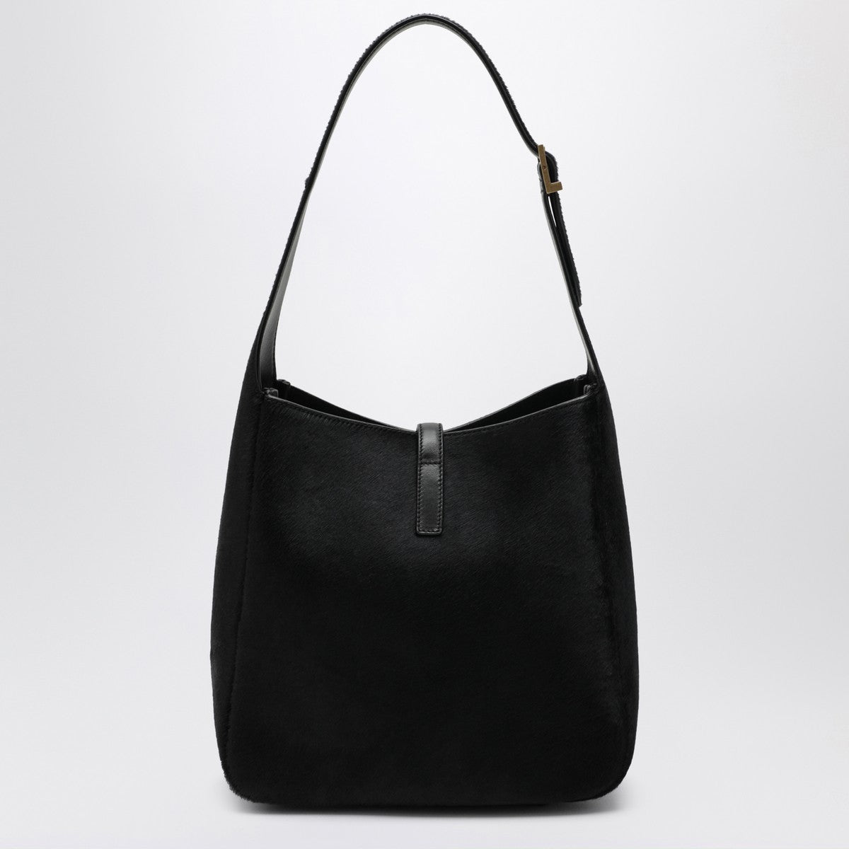 Saint Laurent Black Leather Le 5 À 7 Shoulder Bag in Pony Effect