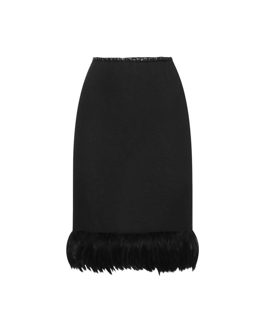 Saint Laurent Black Silk Midi Skirt