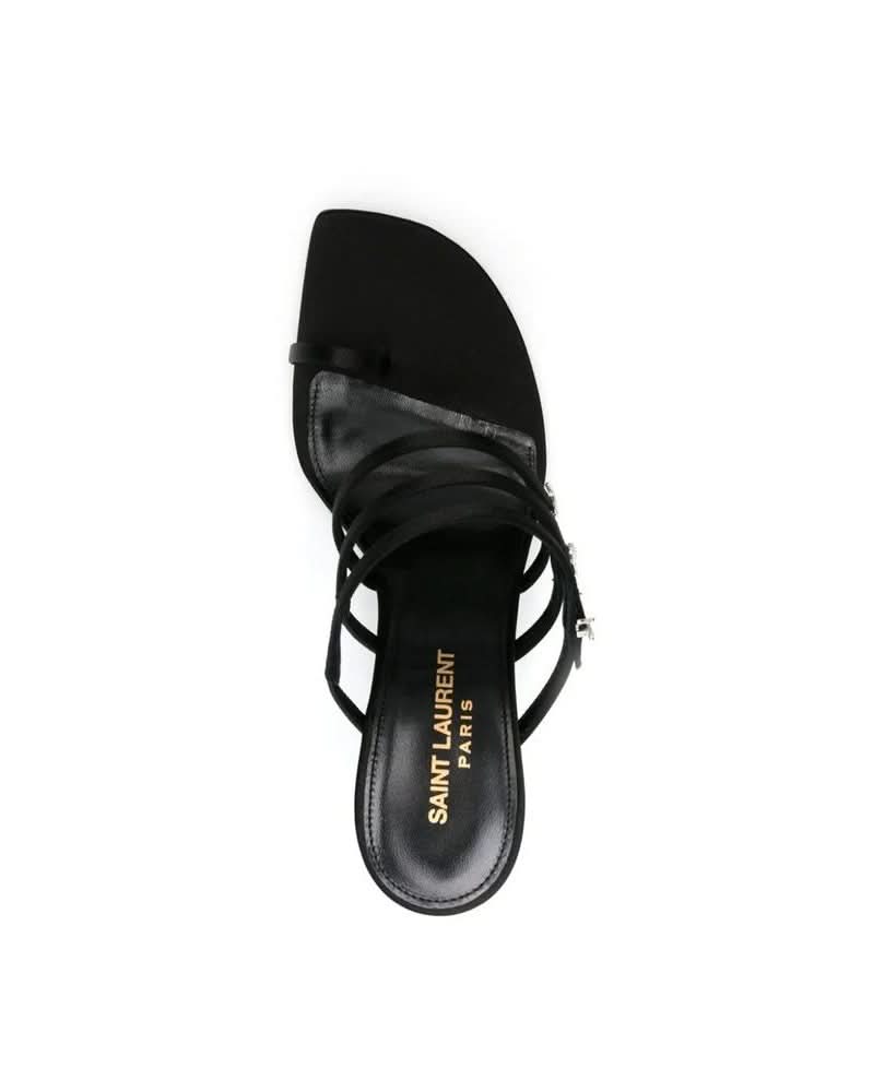Saint Laurent Black Silk Stiletto Heel Heels