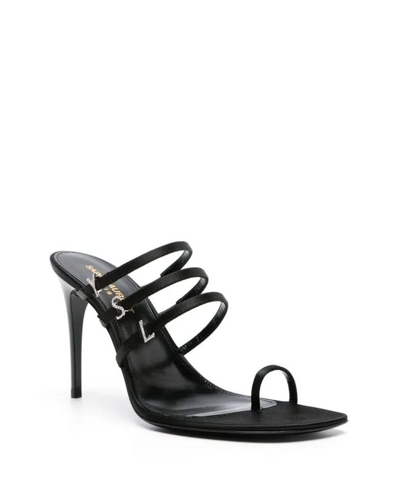 Saint Laurent Black Silk Stiletto Heel Heels