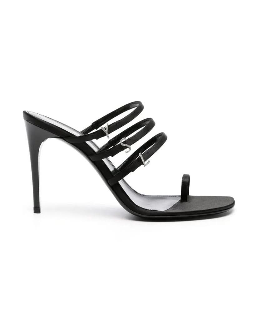 Saint Laurent Black Silk Stiletto Heel Heels
