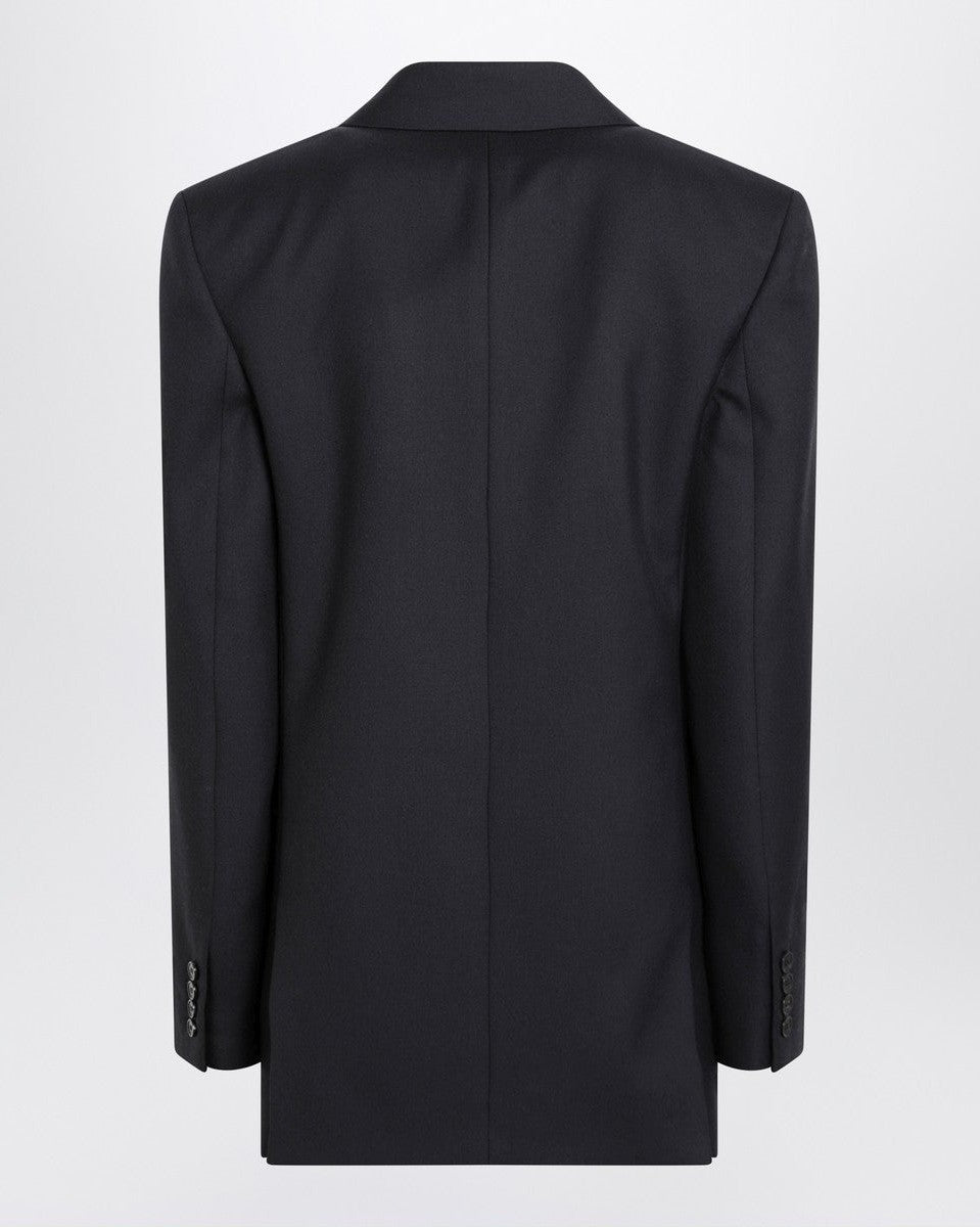 Saint Laurent Blue Wool Long Navy Gabardine Coat Glam Steals