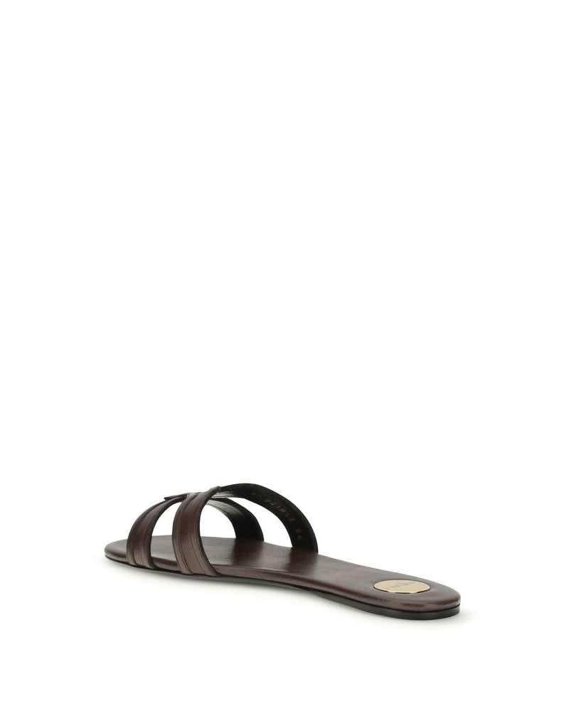 Saint Laurent Brown Calf Leather Bos Taurus Sandals Glam Steals