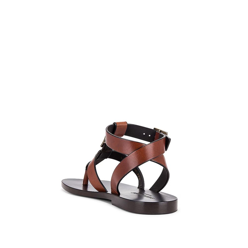 Saint Laurent Brown Calfskin Flip Flop Sandals Glam Steals
