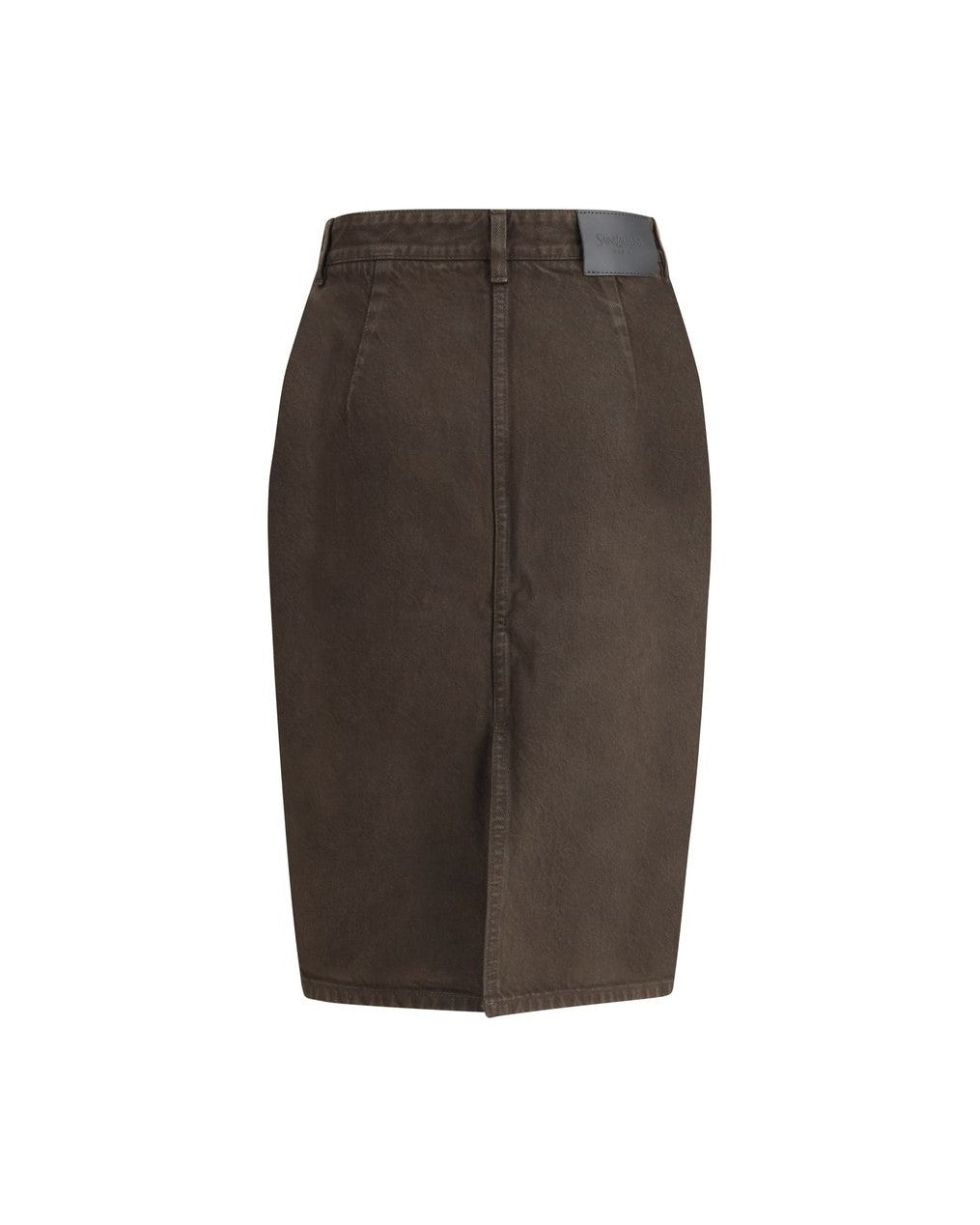Saint Laurent Brown Denim Skirt Glam Steals