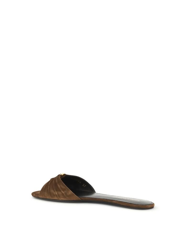 Saint Laurent Brown Flat Sandals Glam Steals