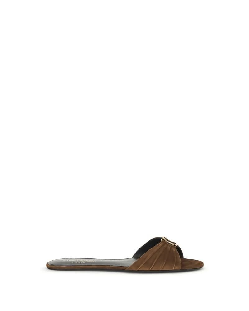 Saint Laurent Brown Flat Sandals Glam Steals
