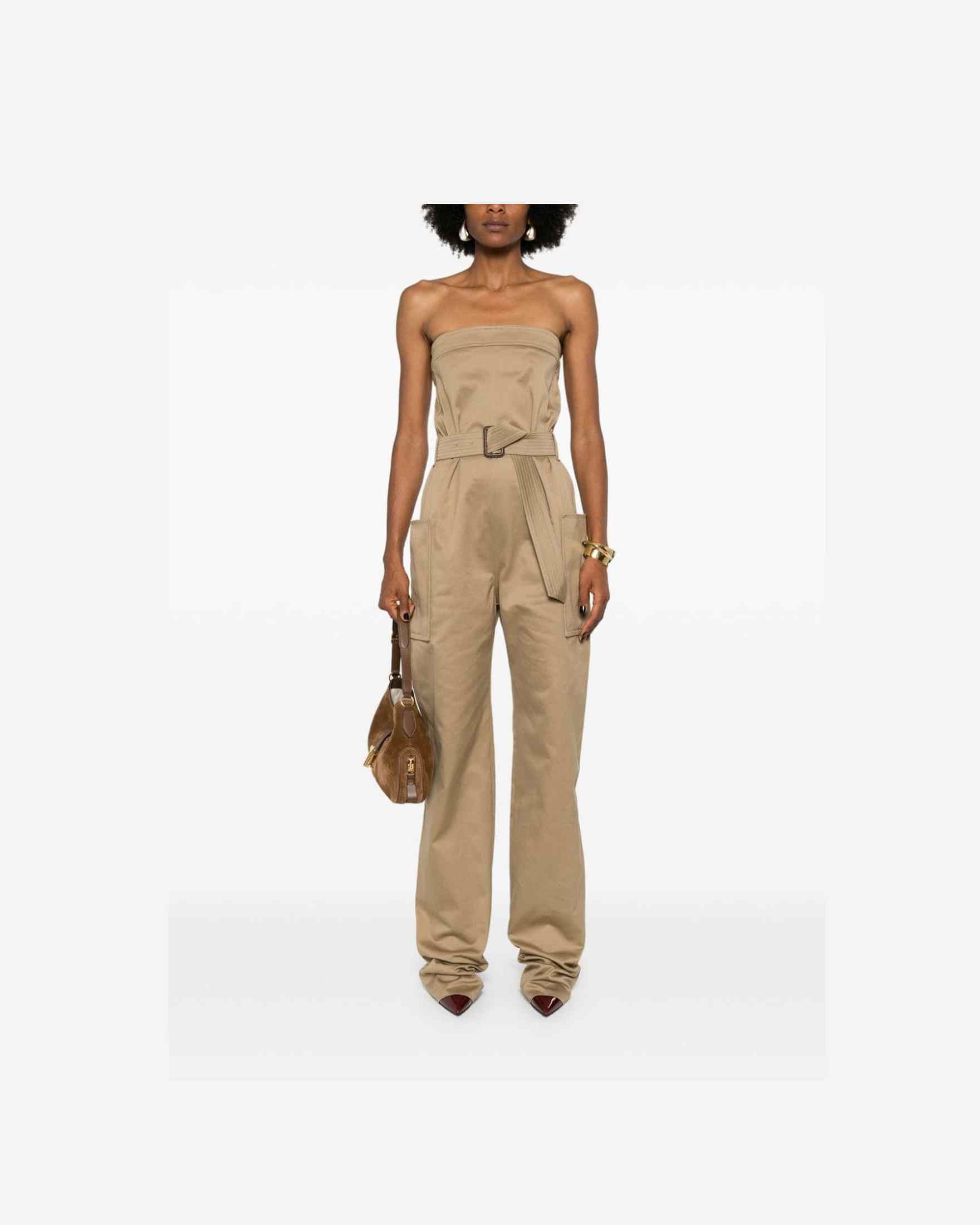 Saint Laurent Cotton Strapless Belted Jumpsuit Glam Steals