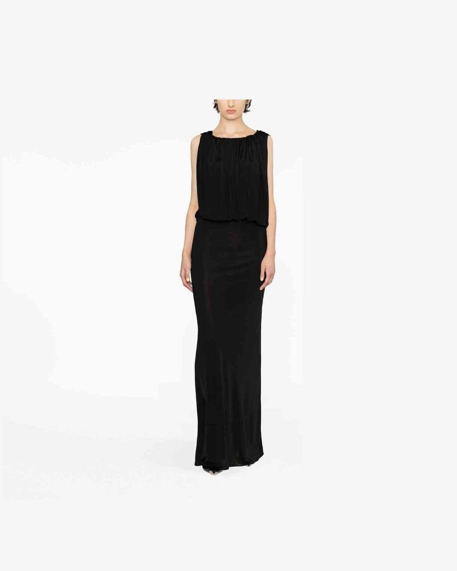 Saint Laurent Jersey Draped Sleeveless Dress Dresses