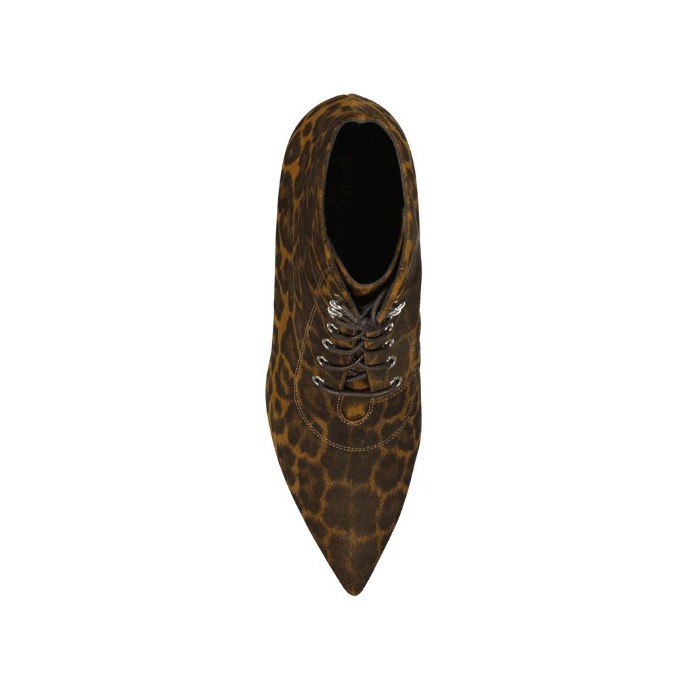 Saint Laurent Lace Kiki Up Leopard Print Ankle Boots Glam Steals