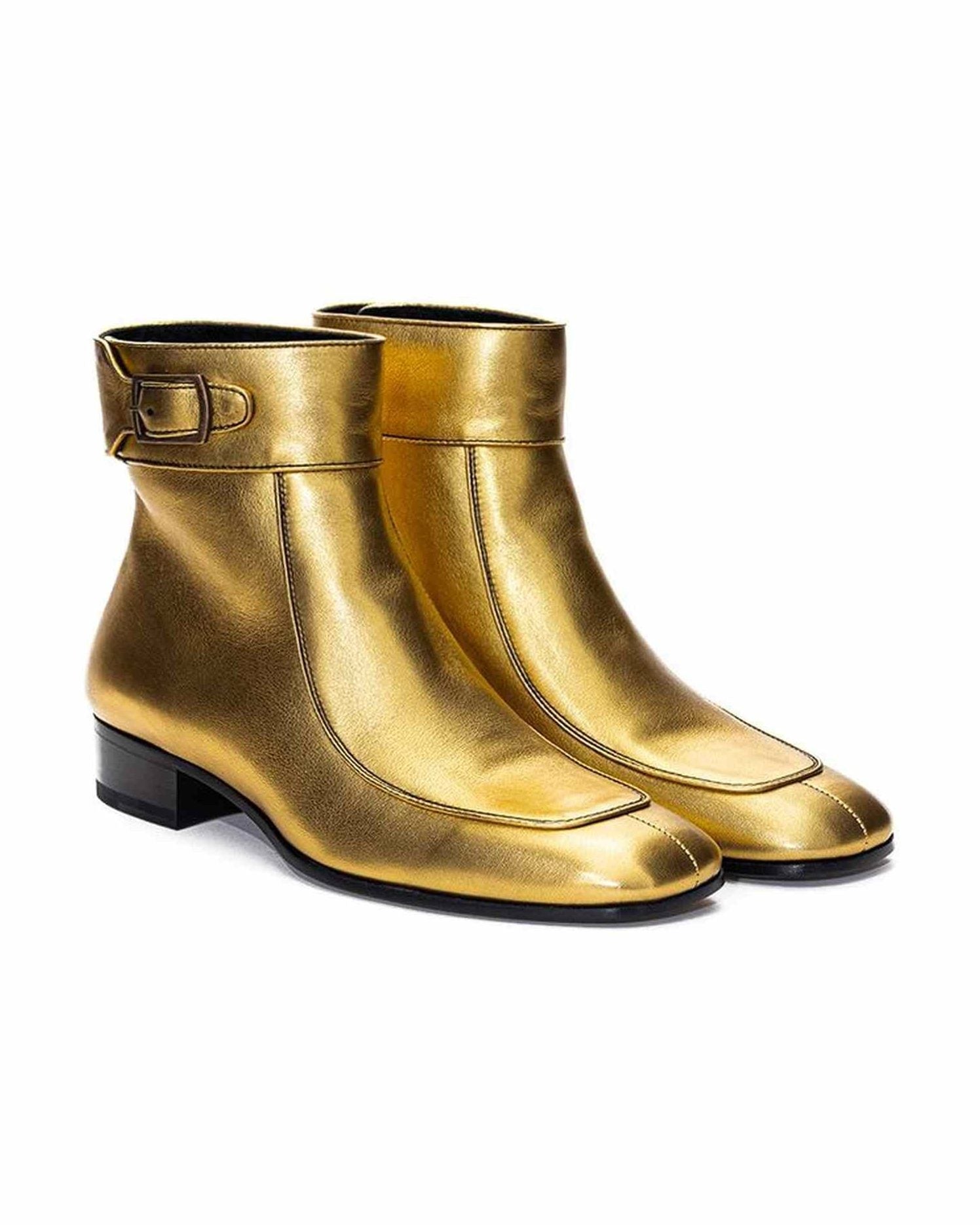 Saint Laurent Leather Gold Boot Glam Steals