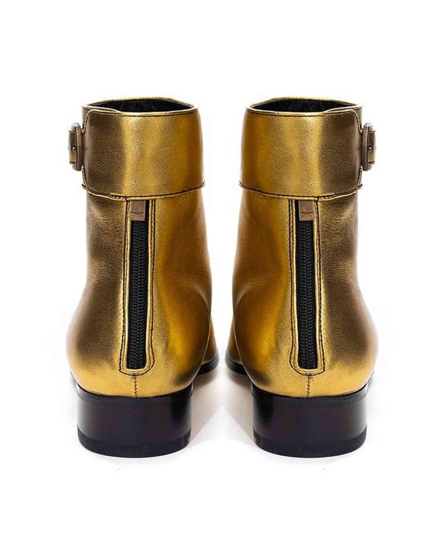 Saint Laurent Gold Leather Boot Boots