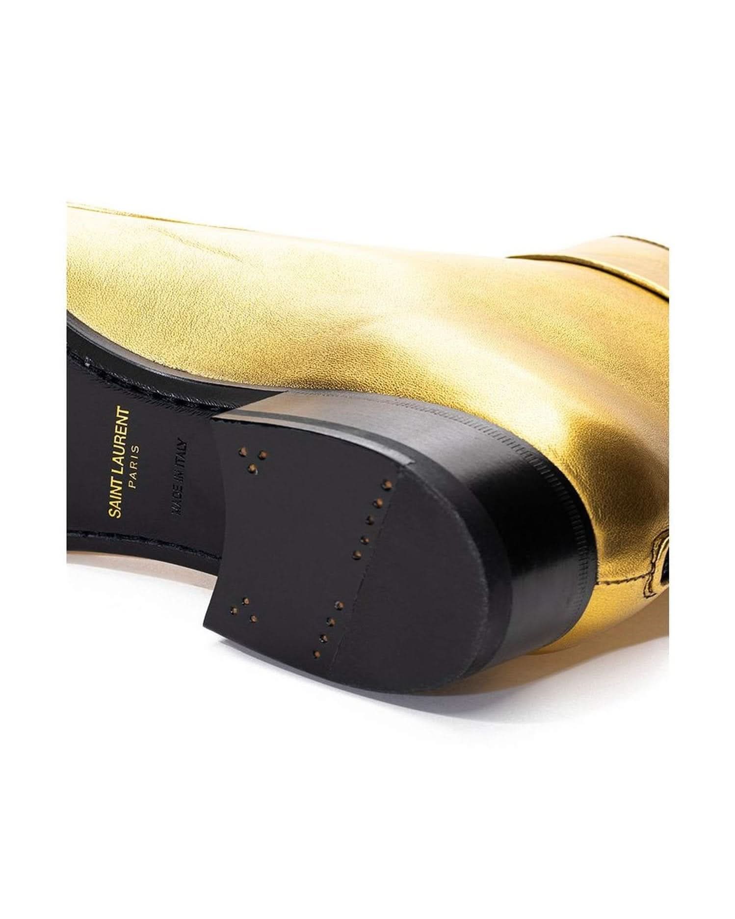 Saint Laurent Gold Leather Boot Boots