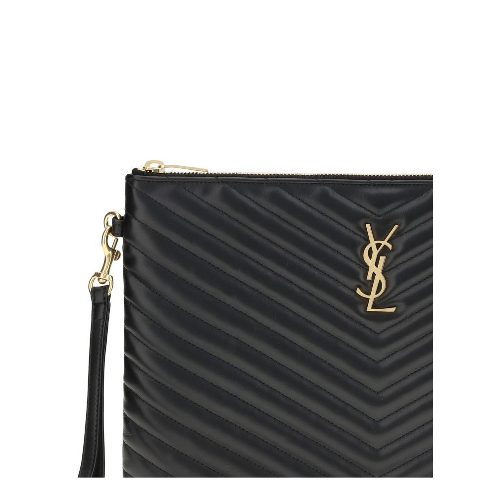 Saint Laurent Leather Matelassé Pouch Glam Steals