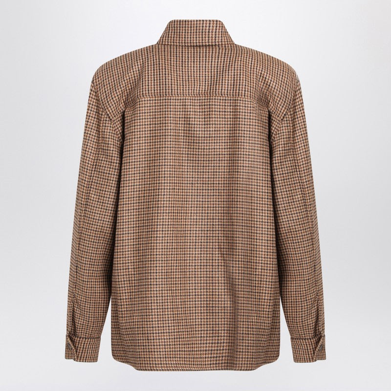 Saint Laurent Overshirt in Beige/brown/black Houndstooth Glam Steals