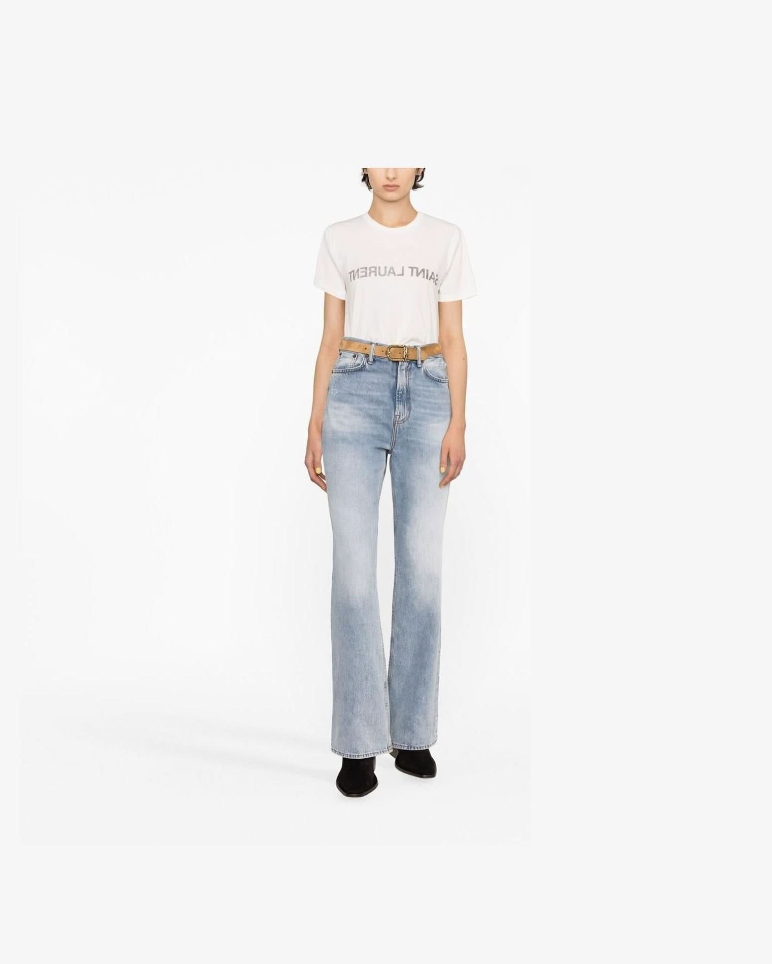 Saint Laurent Reverse Logo Print T-Shirt T-Shirts