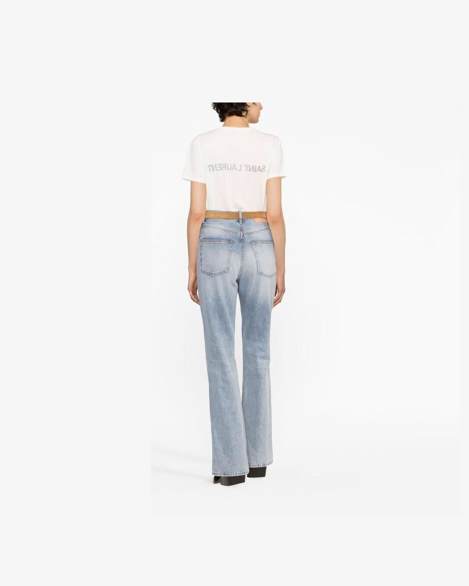Saint Laurent Reverse Logo Print T-Shirt T-Shirts