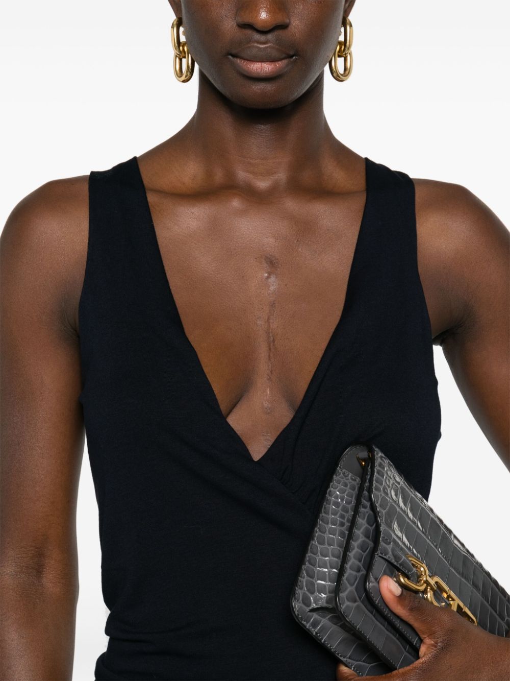 Saint Laurent Ruched V Neck Mini Dress Glam Steals