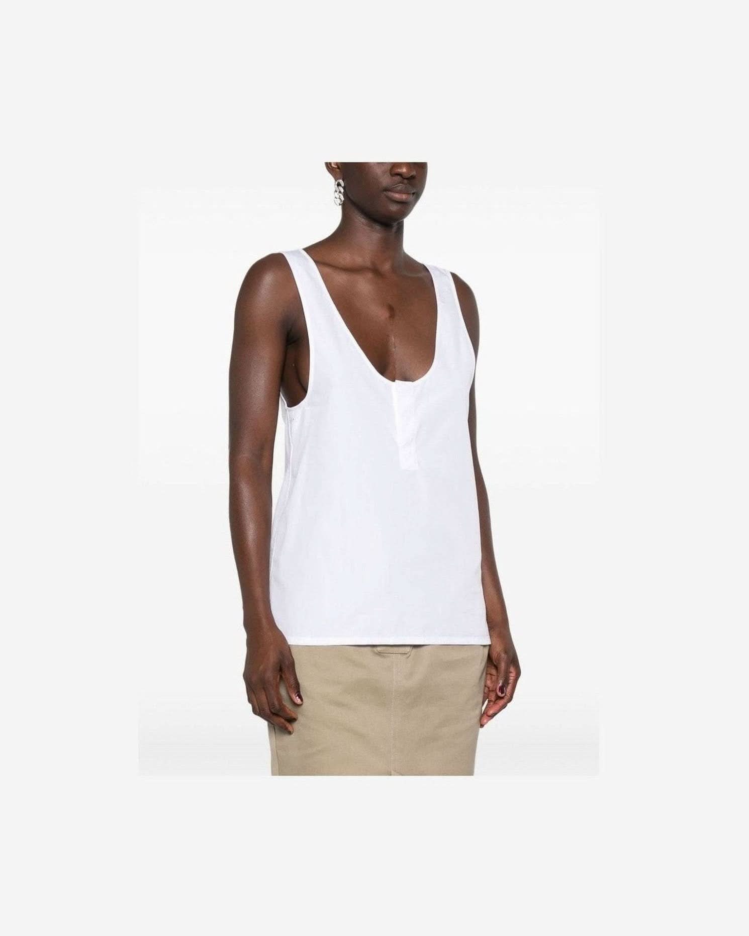 Saint Laurent Semi Sheer Henley Tank Top Tank Tops