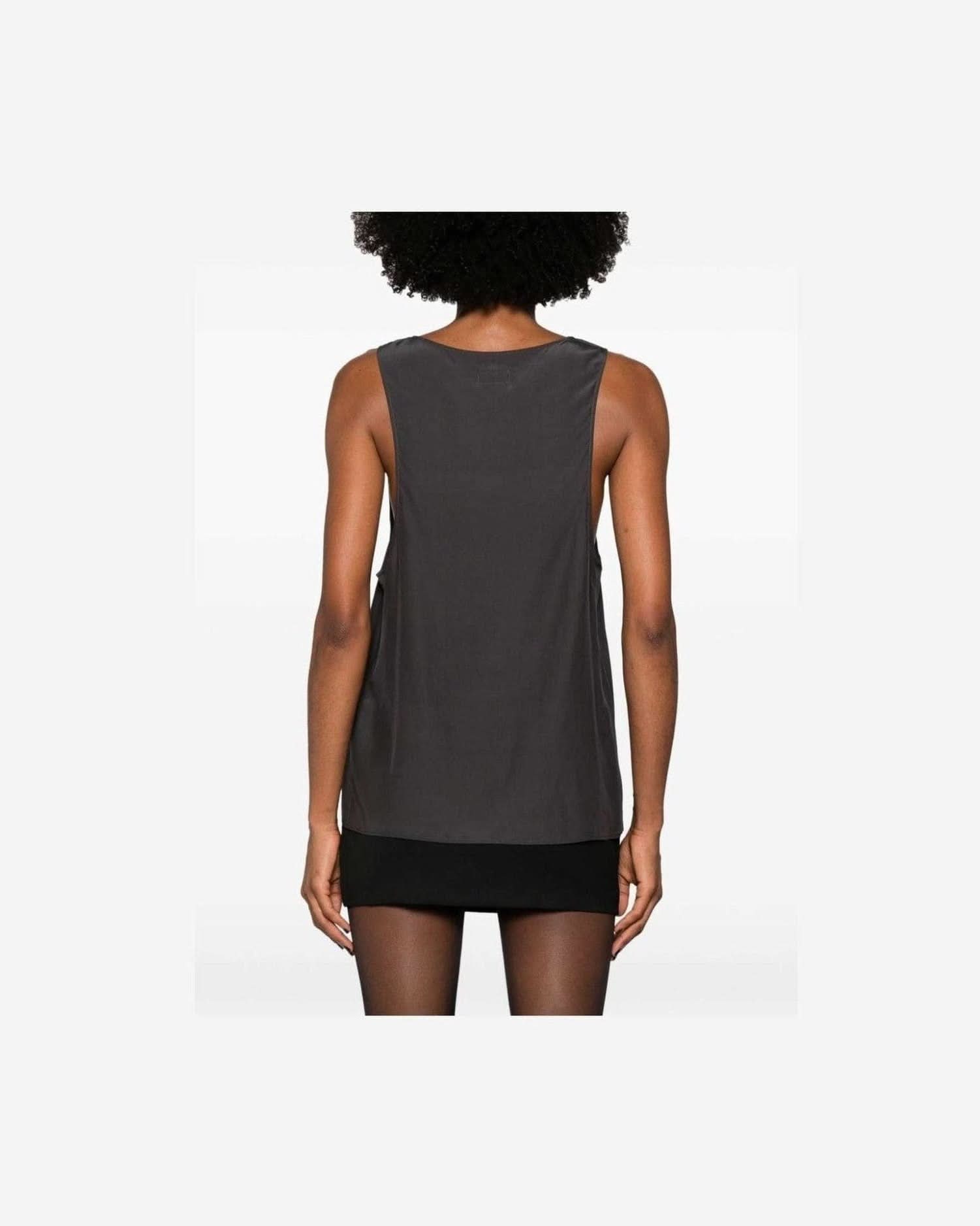 Saint Laurent Silk Henley Neck Tank Top Tank Tops