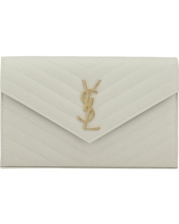 Saint Laurent White Calf Leather Bos Taurus Shoulder Bag Glam Steals