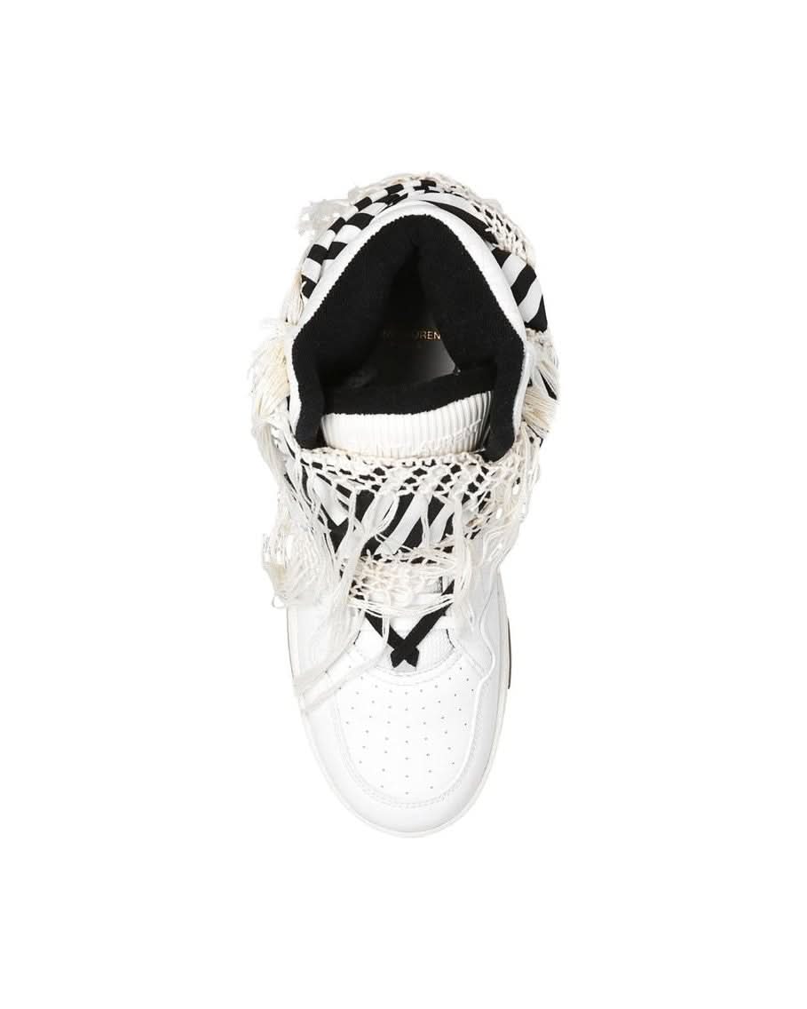 Saint Laurent White Calfskin High Top Sneakers