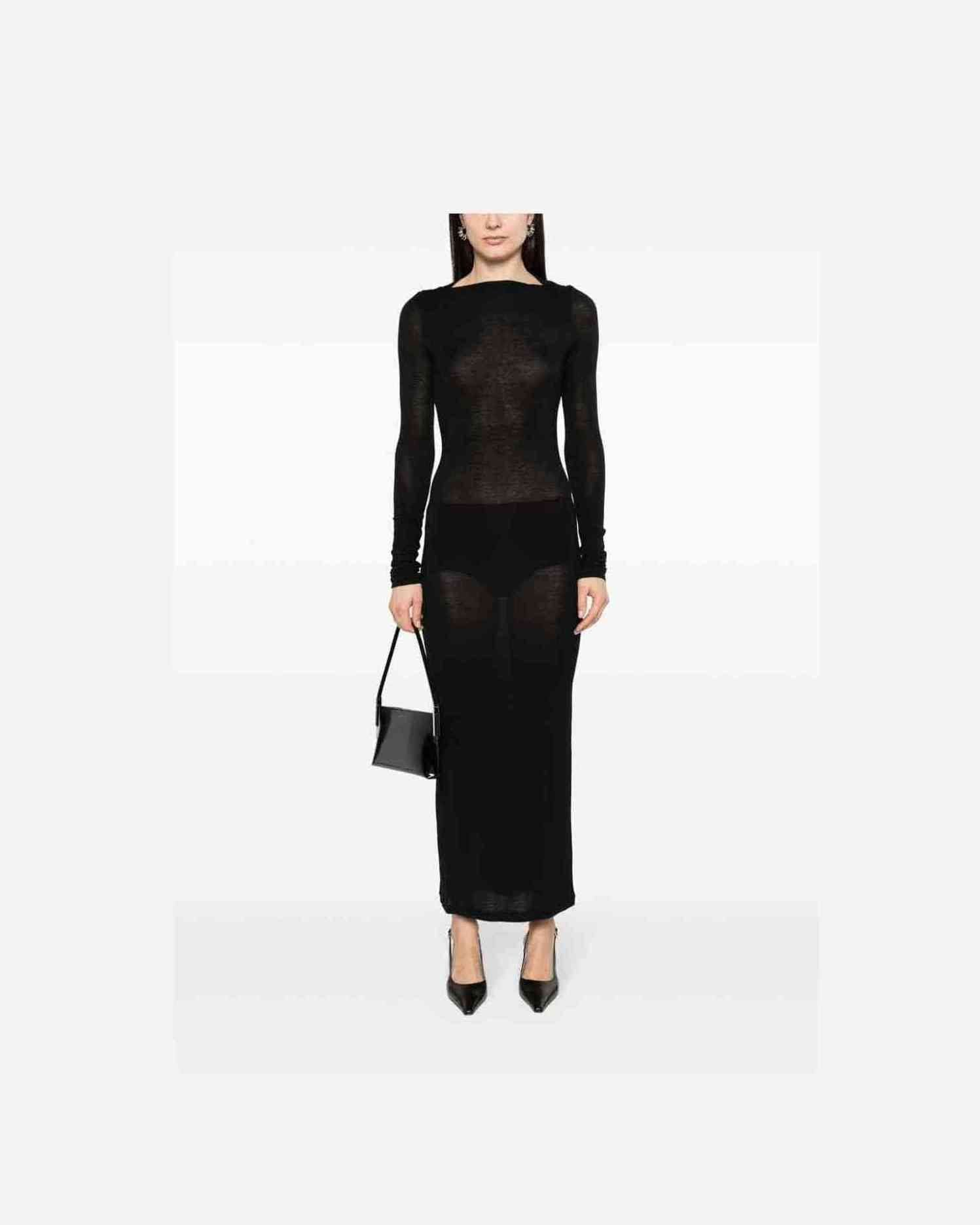 Saint Laurent Wool Blend Long Pencil Dress Dresses