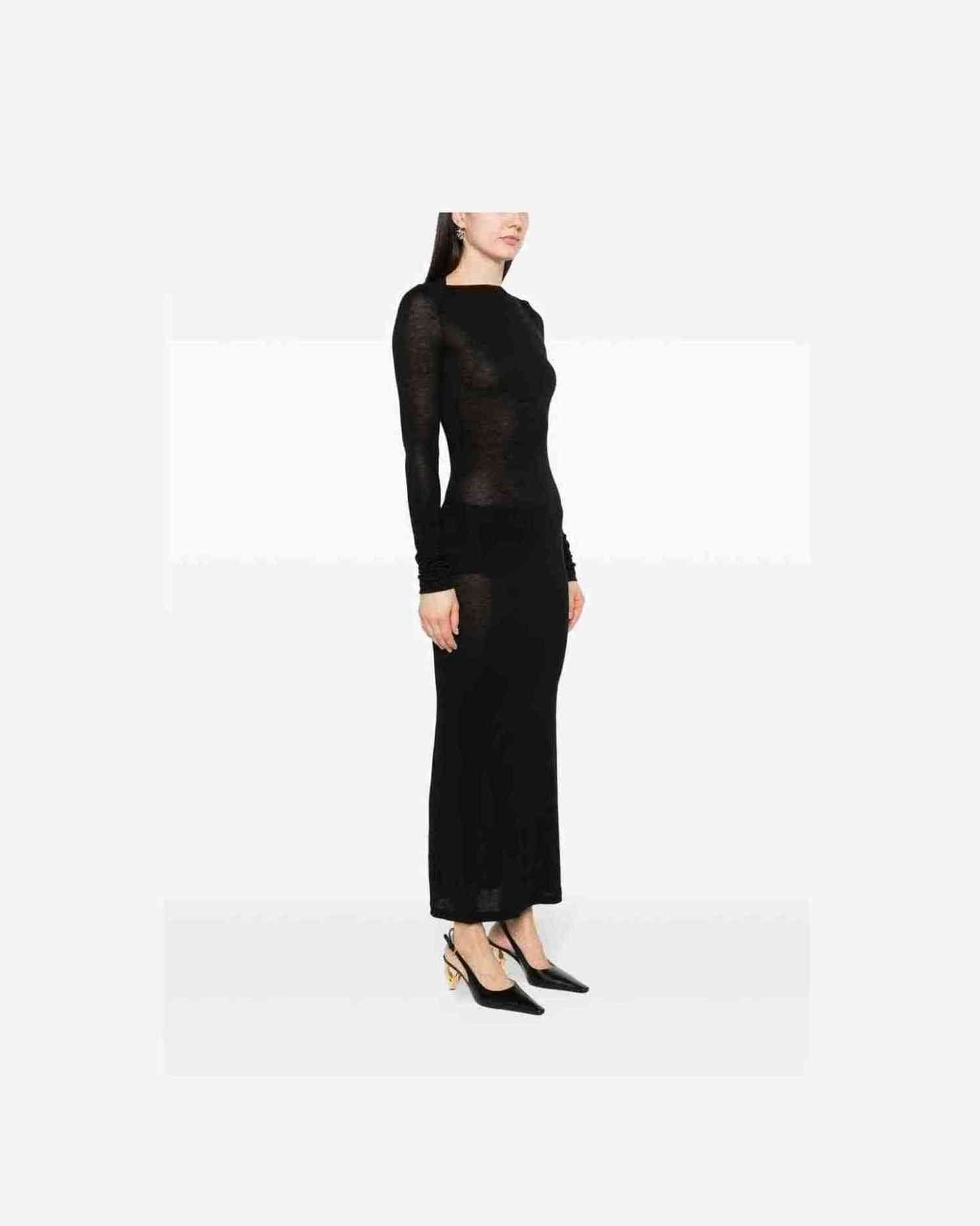 Saint Laurent Wool Blend Long Pencil Dress Dresses