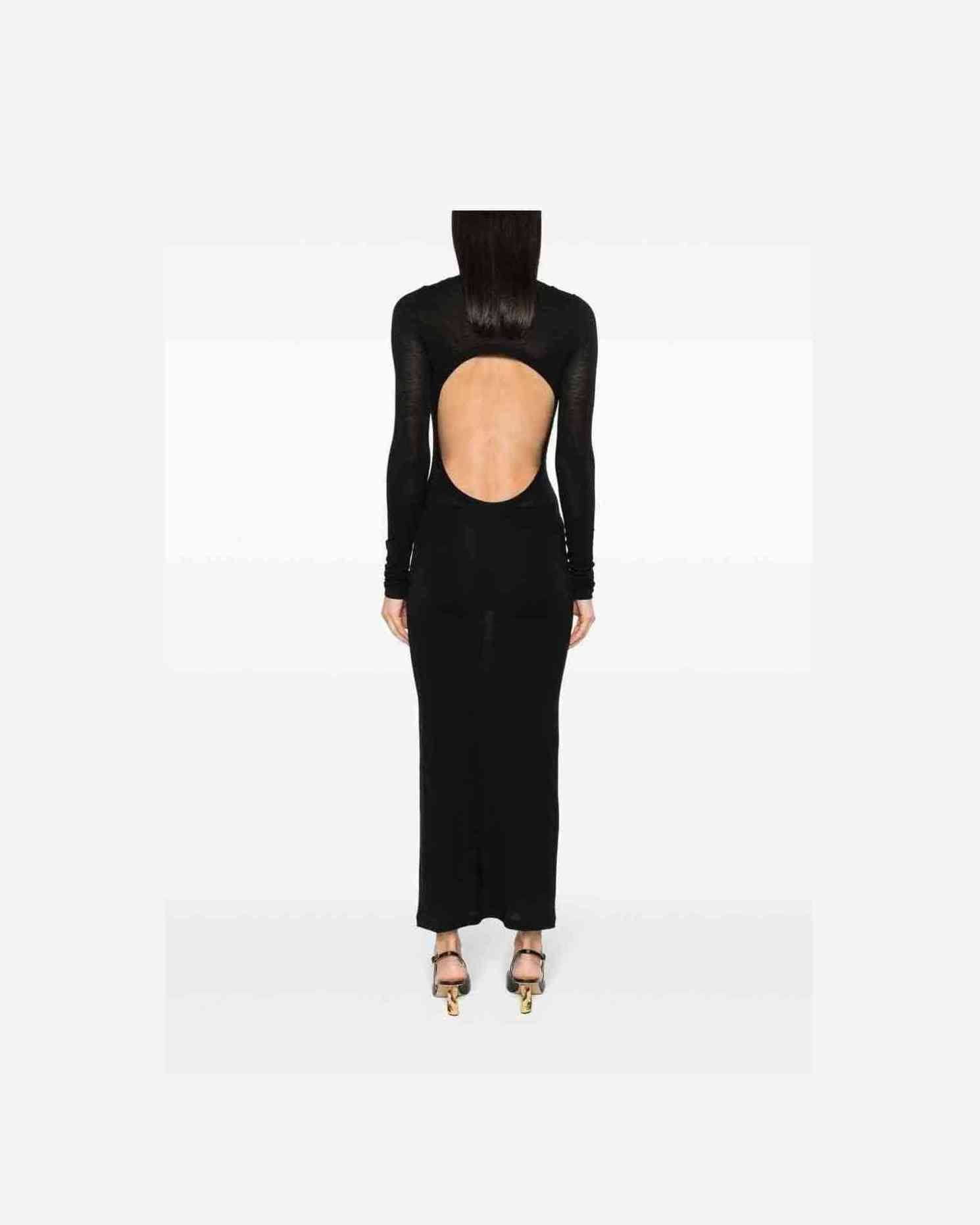 Saint Laurent Wool Blend Long Pencil Dress Dresses