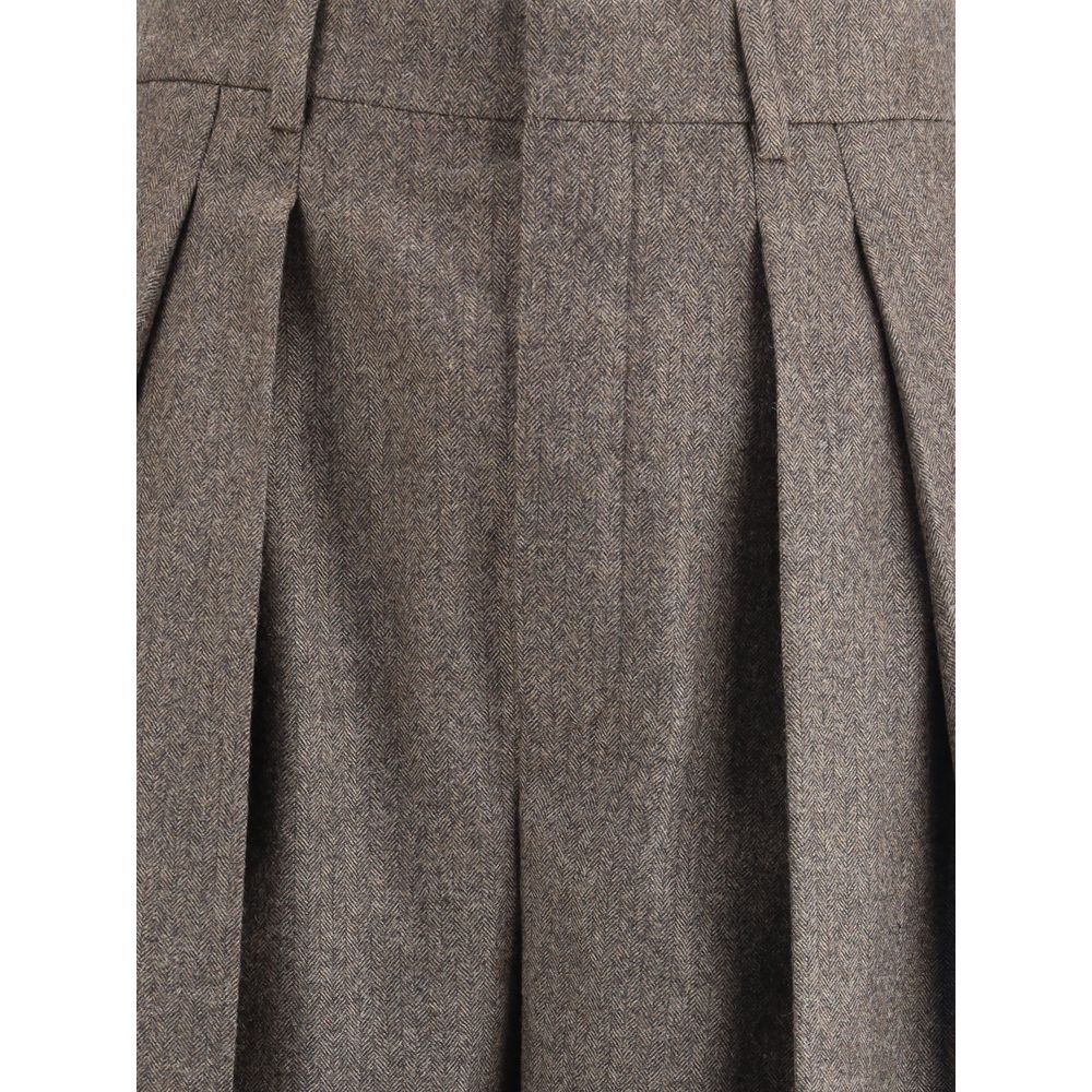 Saint Laurent Wool Herringbone Pattern Wide Leg Pant Glam Steals