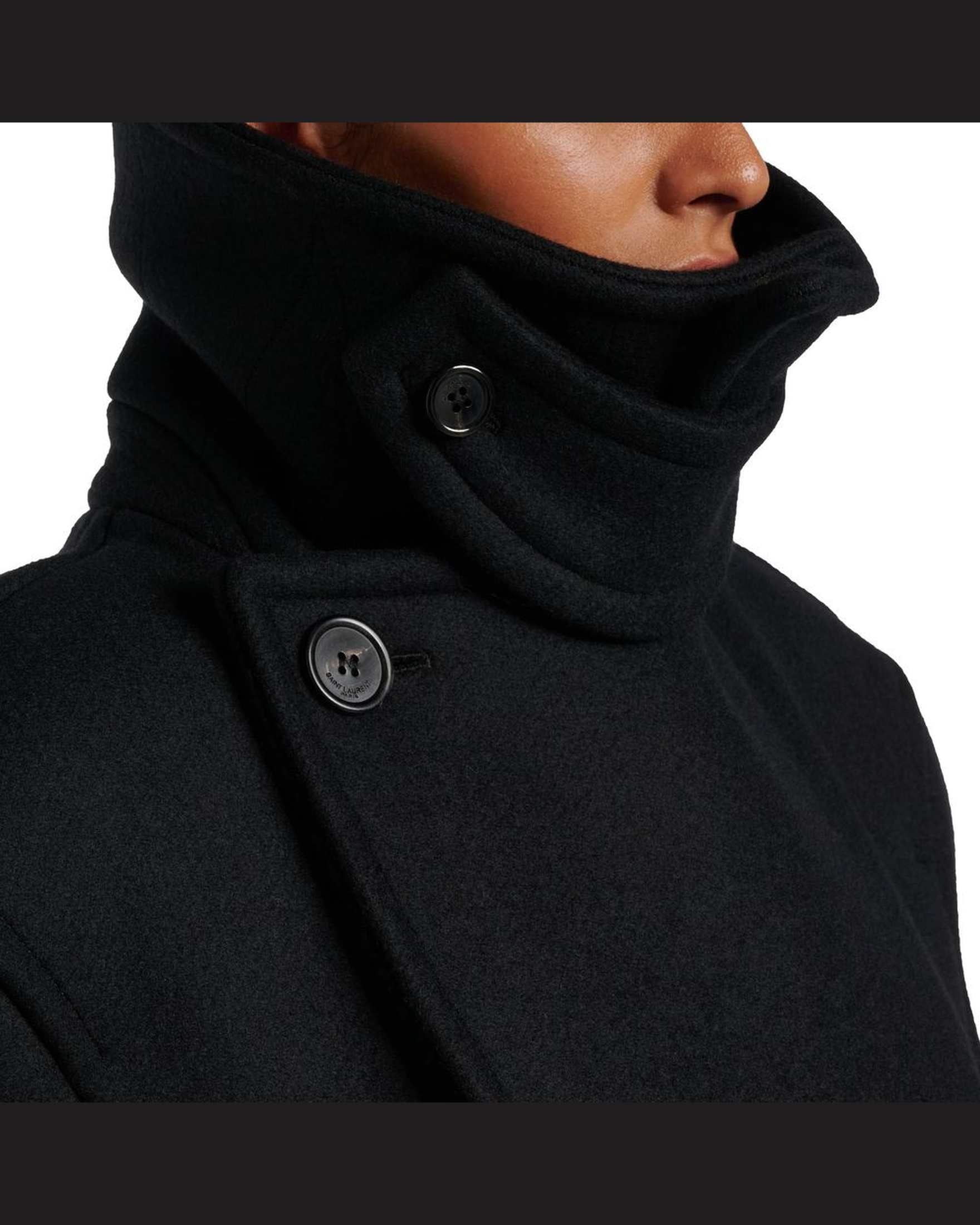 Saint Laurent Wool Oversized Virgin Peacoat Glam Steals
