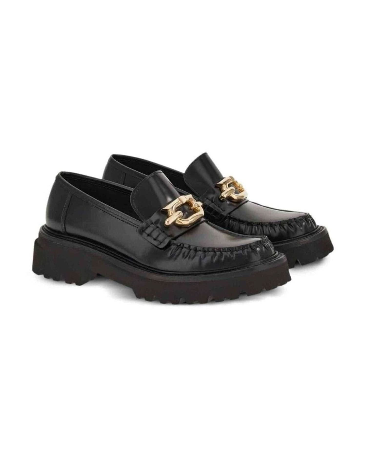 Salvatore Ferragamo Leather Gancini Buckle Loafers Flats