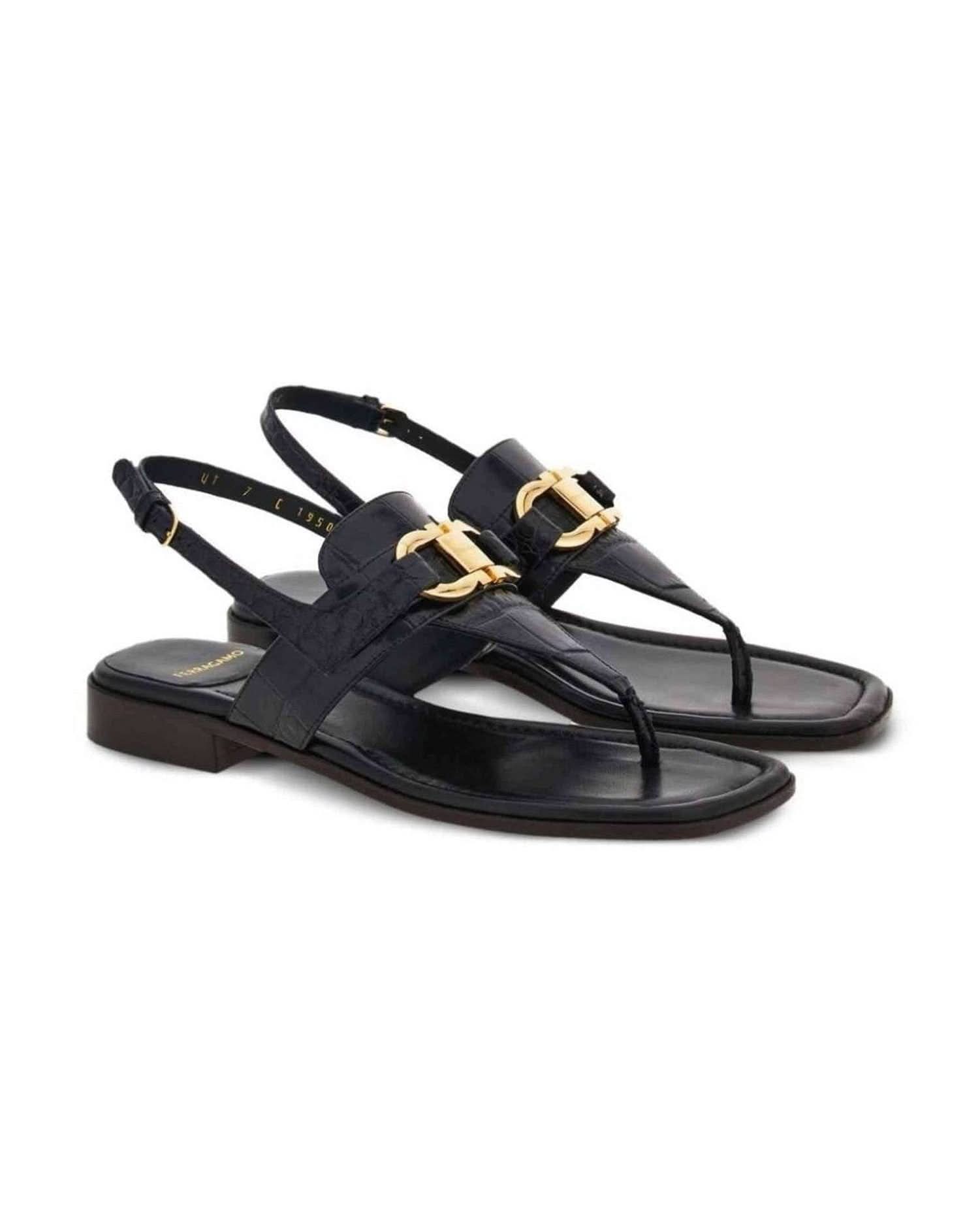 Salvatore Ferragamo Leather Gancini Buckle Sandals Sandals