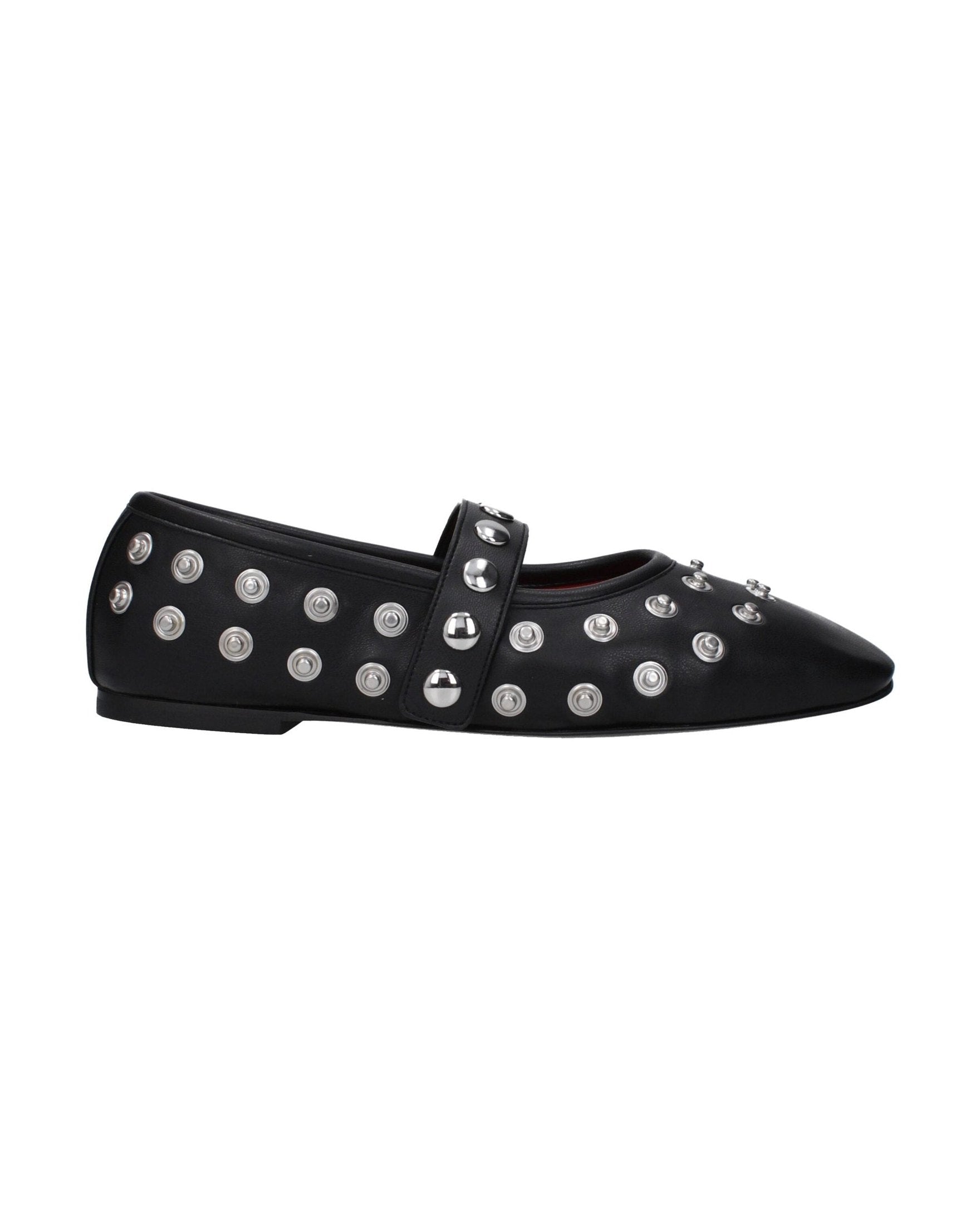 Stella Mccartney Black Leather Ballet Flats Flats