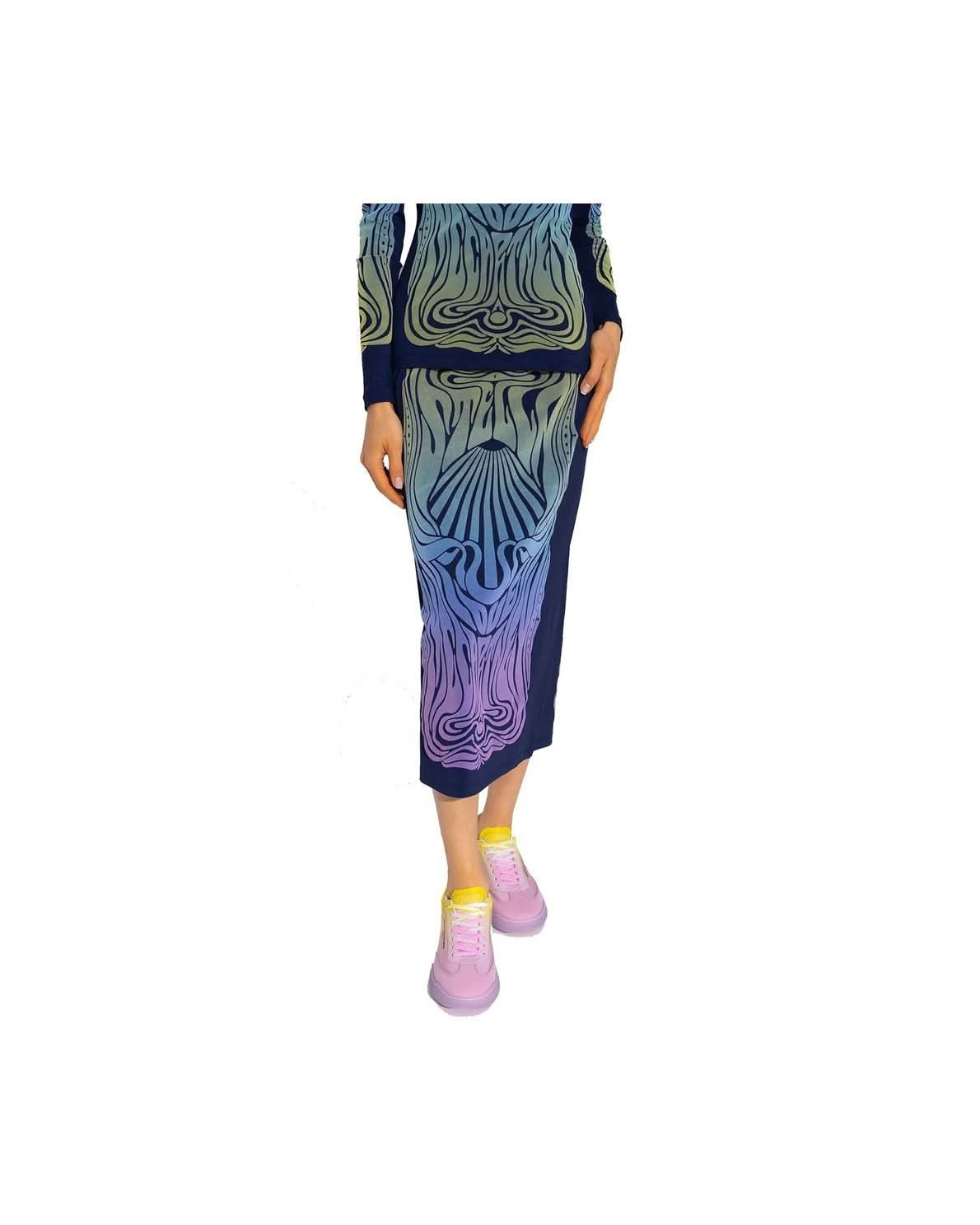 Stella Mccartney Blue Polyamide Midi Skirt Skirts