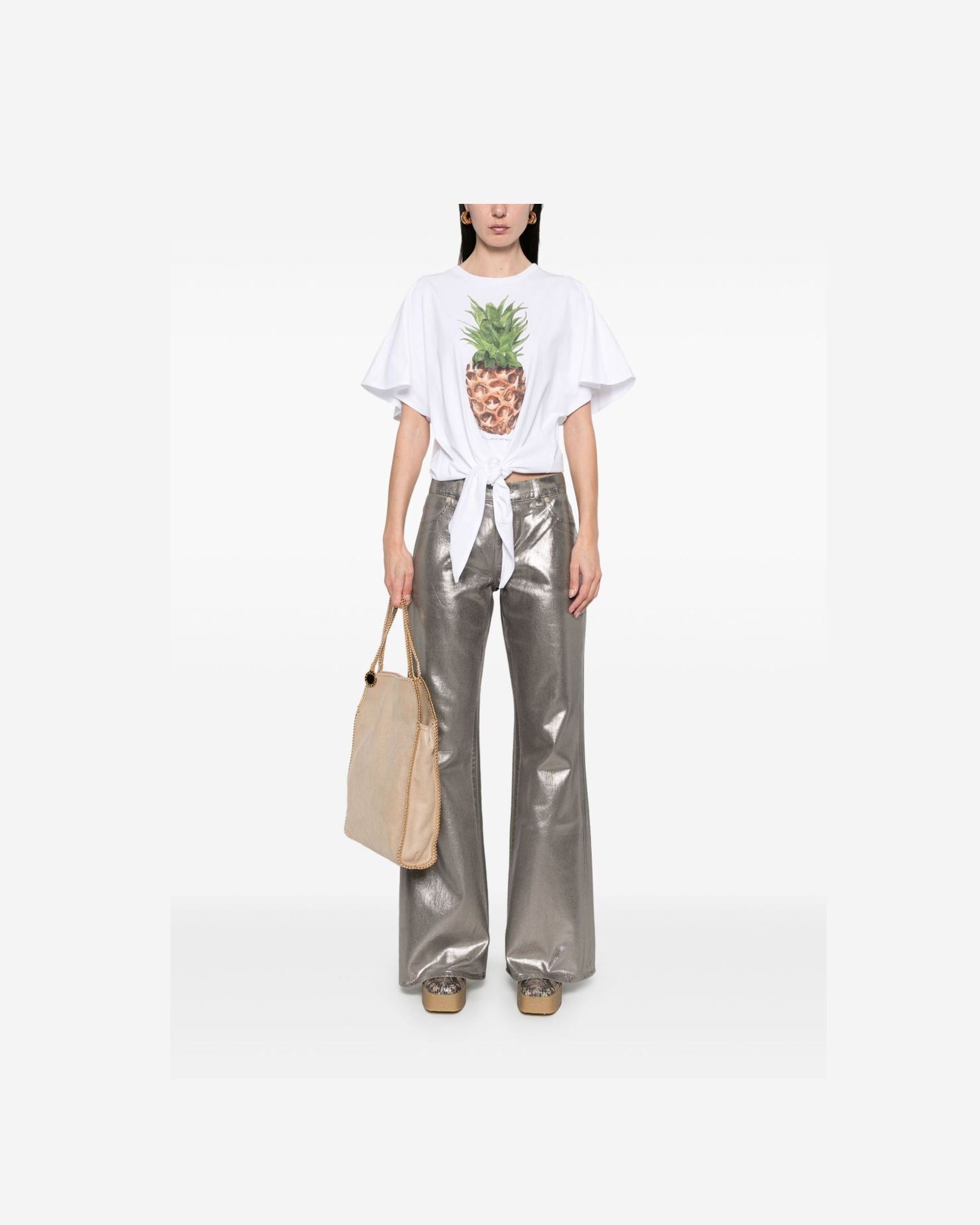 Stella Mccartney Cotton Pineapple Tie Front T-shirt Glam Steals
