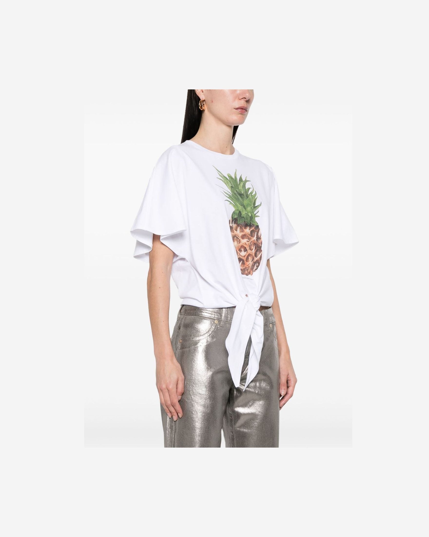 Stella Mccartney Cotton Pineapple Tie Front T-shirt Glam Steals