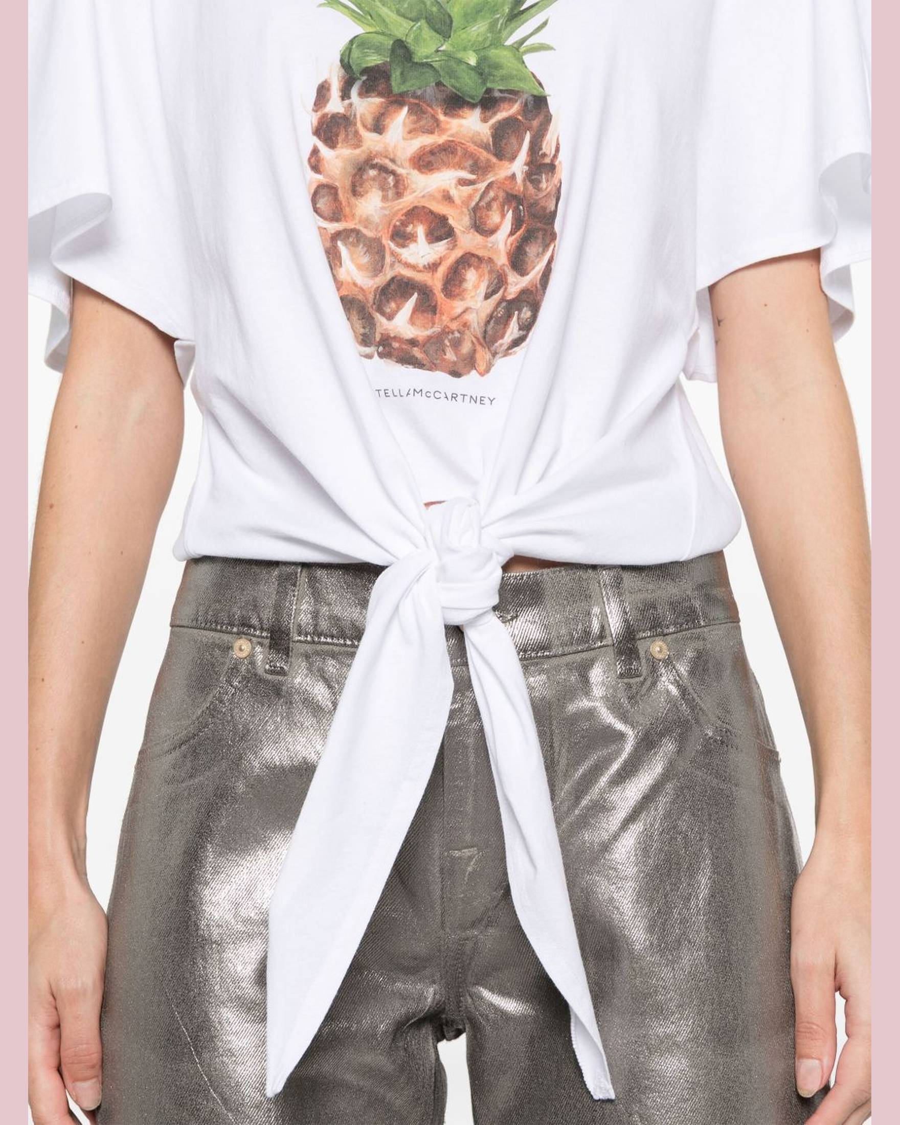 Stella Mccartney Cotton Pineapple Tie Front T-shirt Glam Steals
