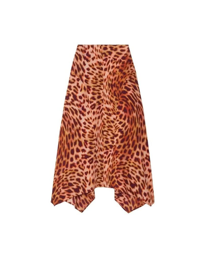 Stella Mccartney Orange Silk Midi Skirt Skirts