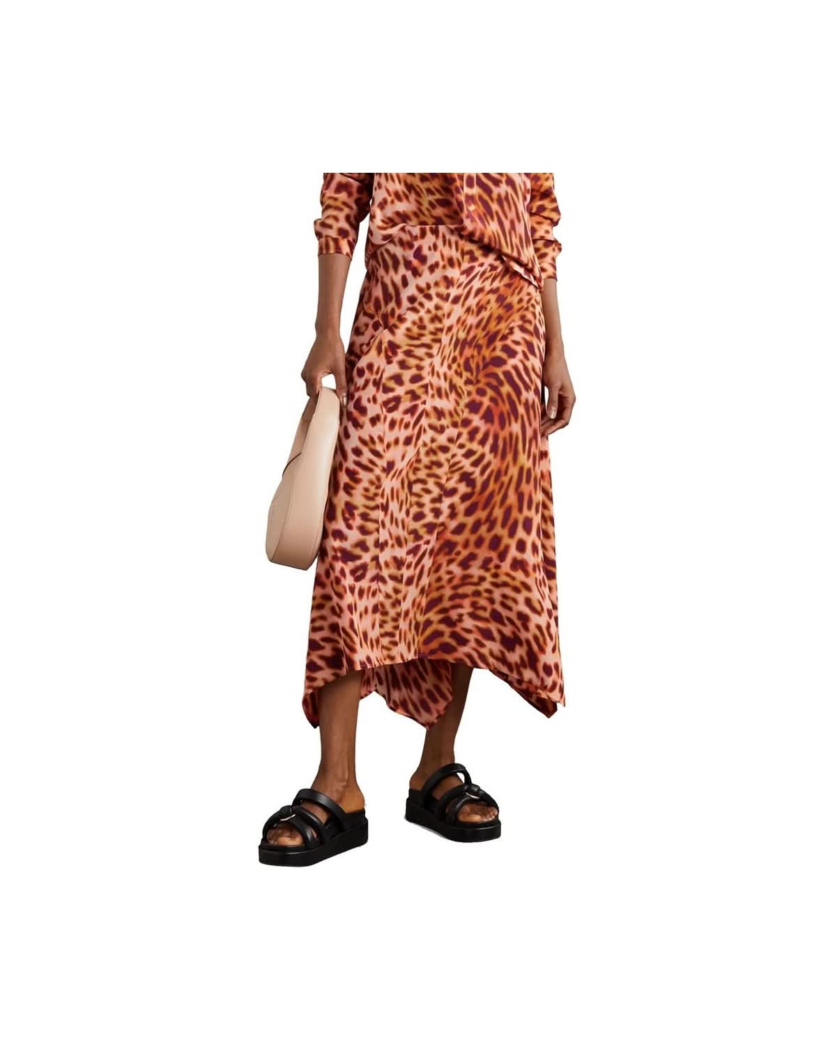 Stella Mccartney Orange Silk Midi Skirt Skirts
