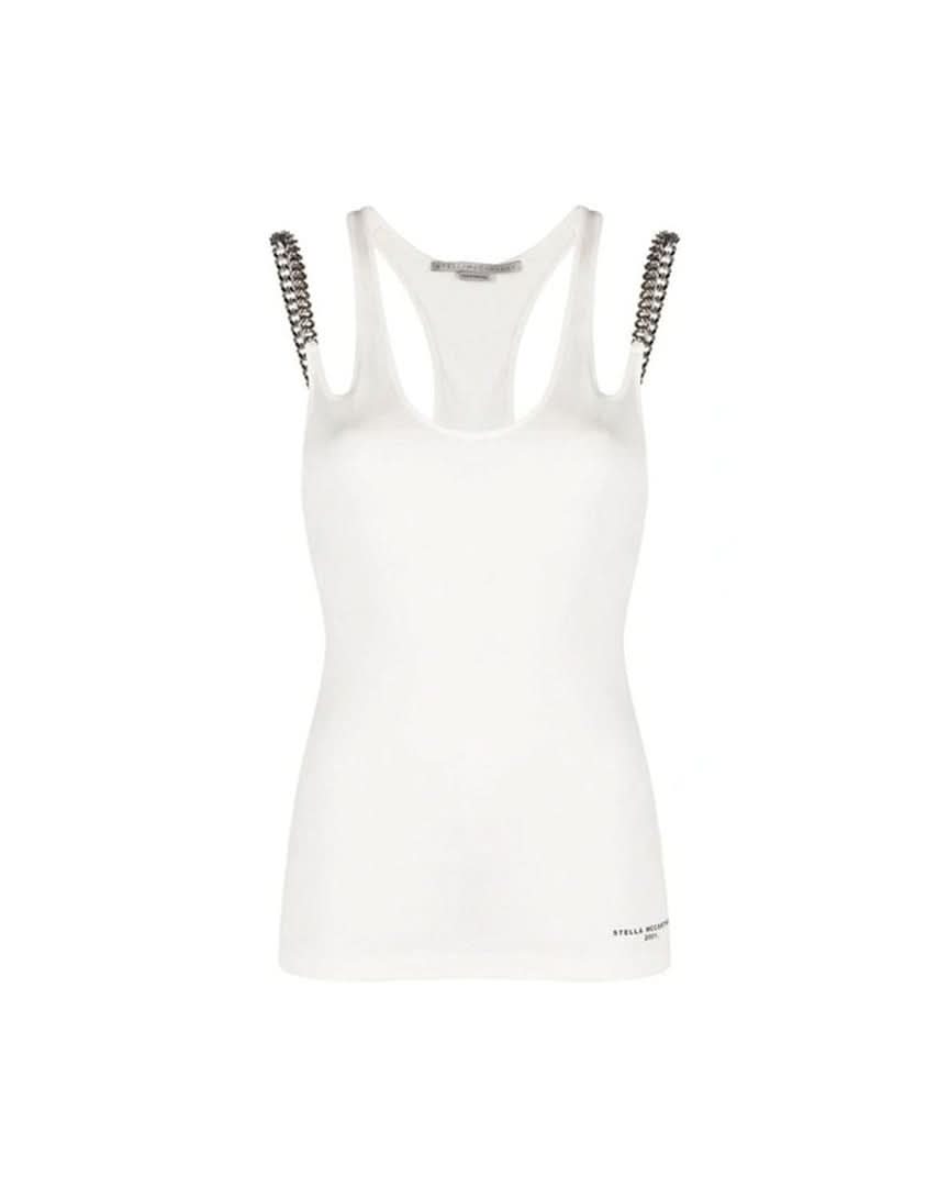 Stella Mccartney White Cotton Tank Top Tank Tops