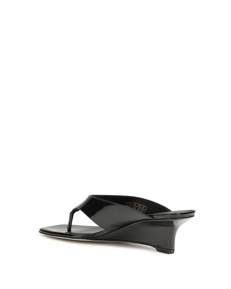 Stuart Weitzman Black Calf Leather Bos Taurus Wedge Sandals Glam Steals