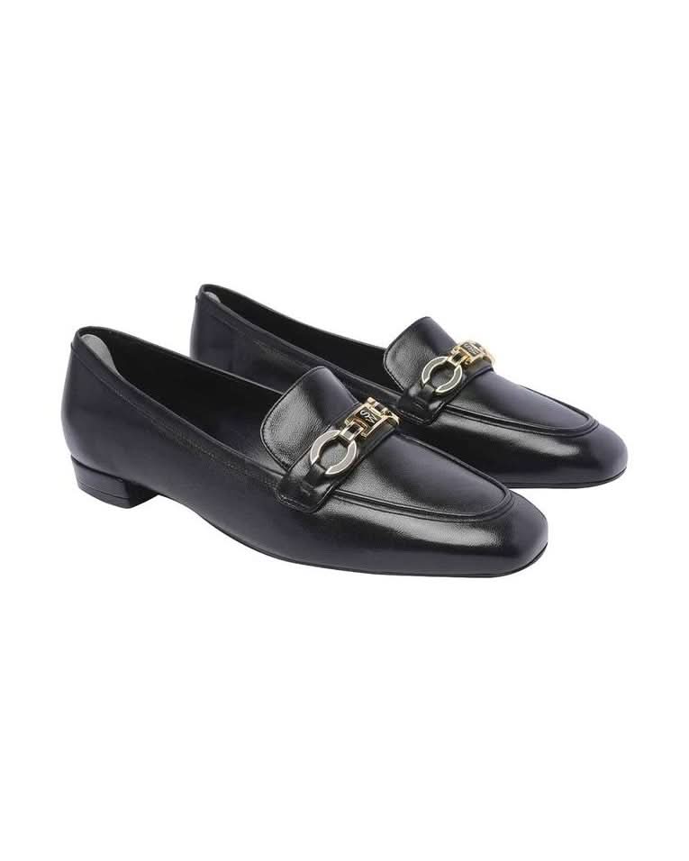 Stuart Weitzman Black Calfskin Slip On Loafers Flats