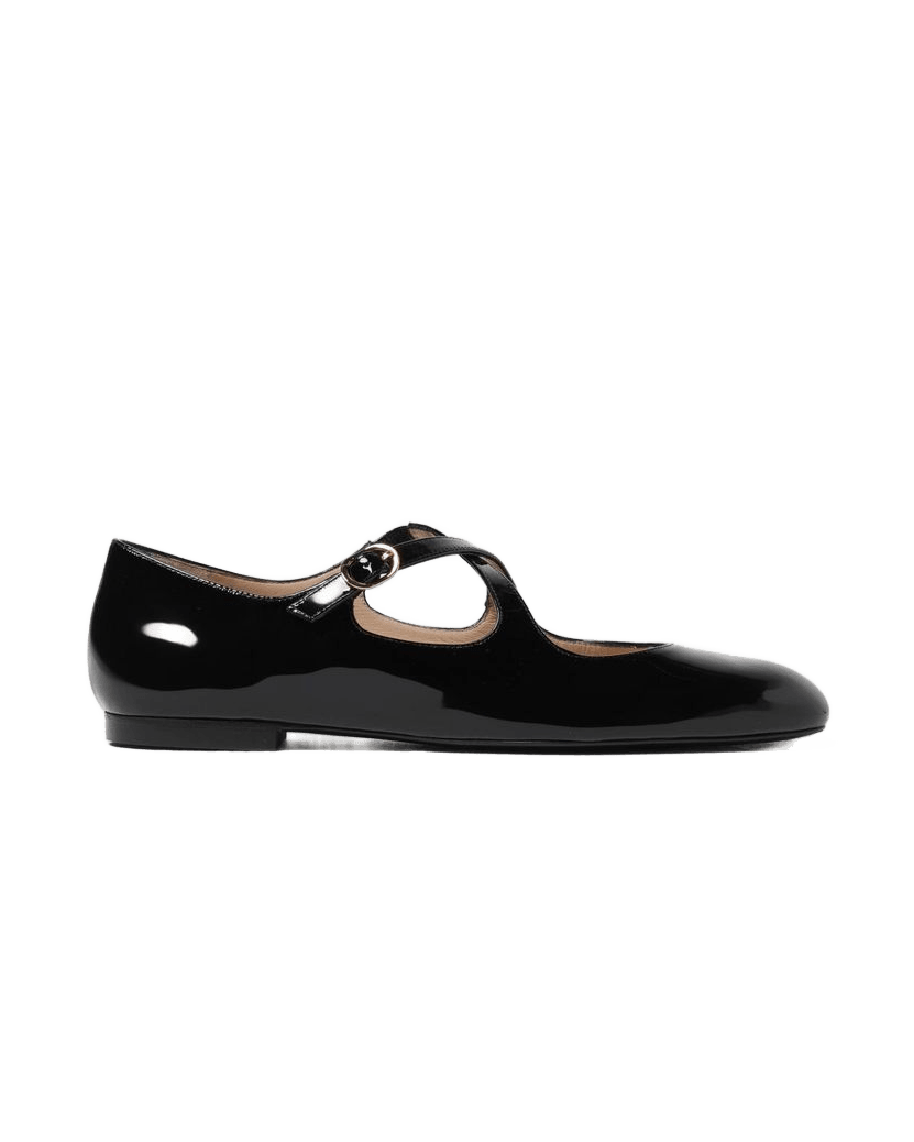 Stuart Weitzman Black Leather Patent Ballet Flats Glam Steals
