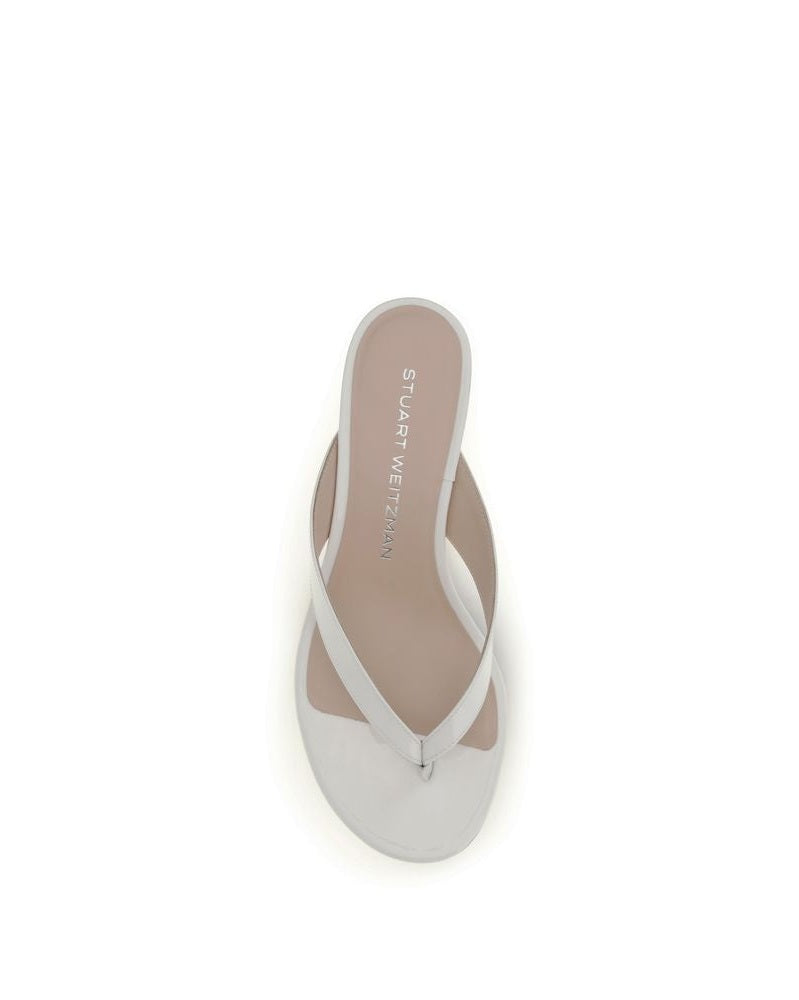 Stuart Weitzman White Calf Leather Bos Taurus Sandals Glam Steals