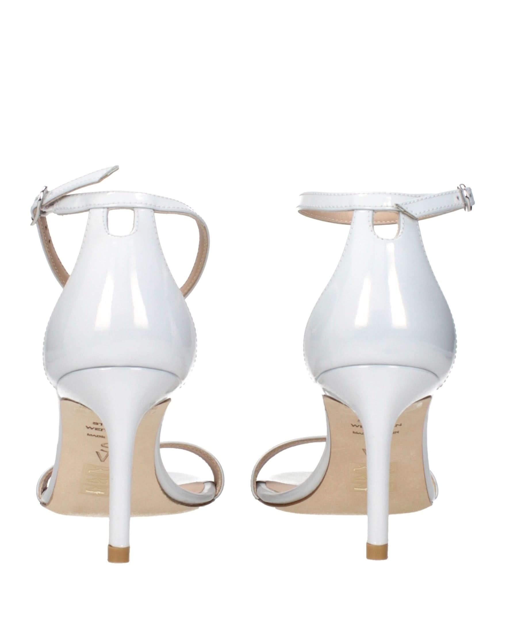 Stuart Weitzman White Leather Stiletto Heels Sandals Heels