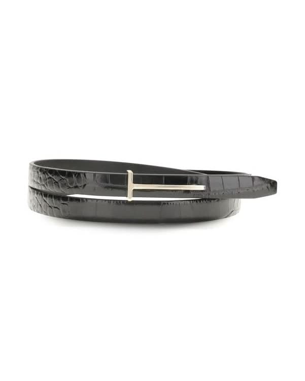 Tom Ford Black Leather Thin Belt Belts