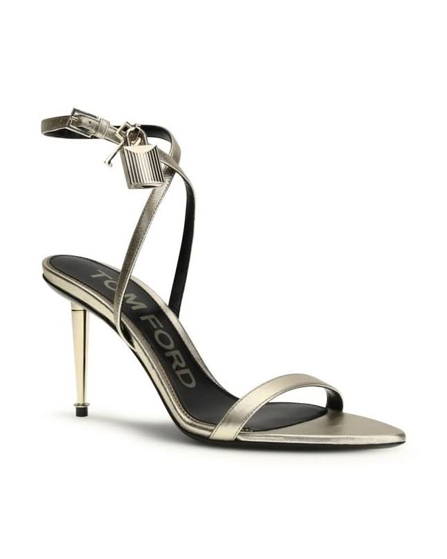 Tom Ford Gold Calf Leather Bos Taurus Stiletto Heel