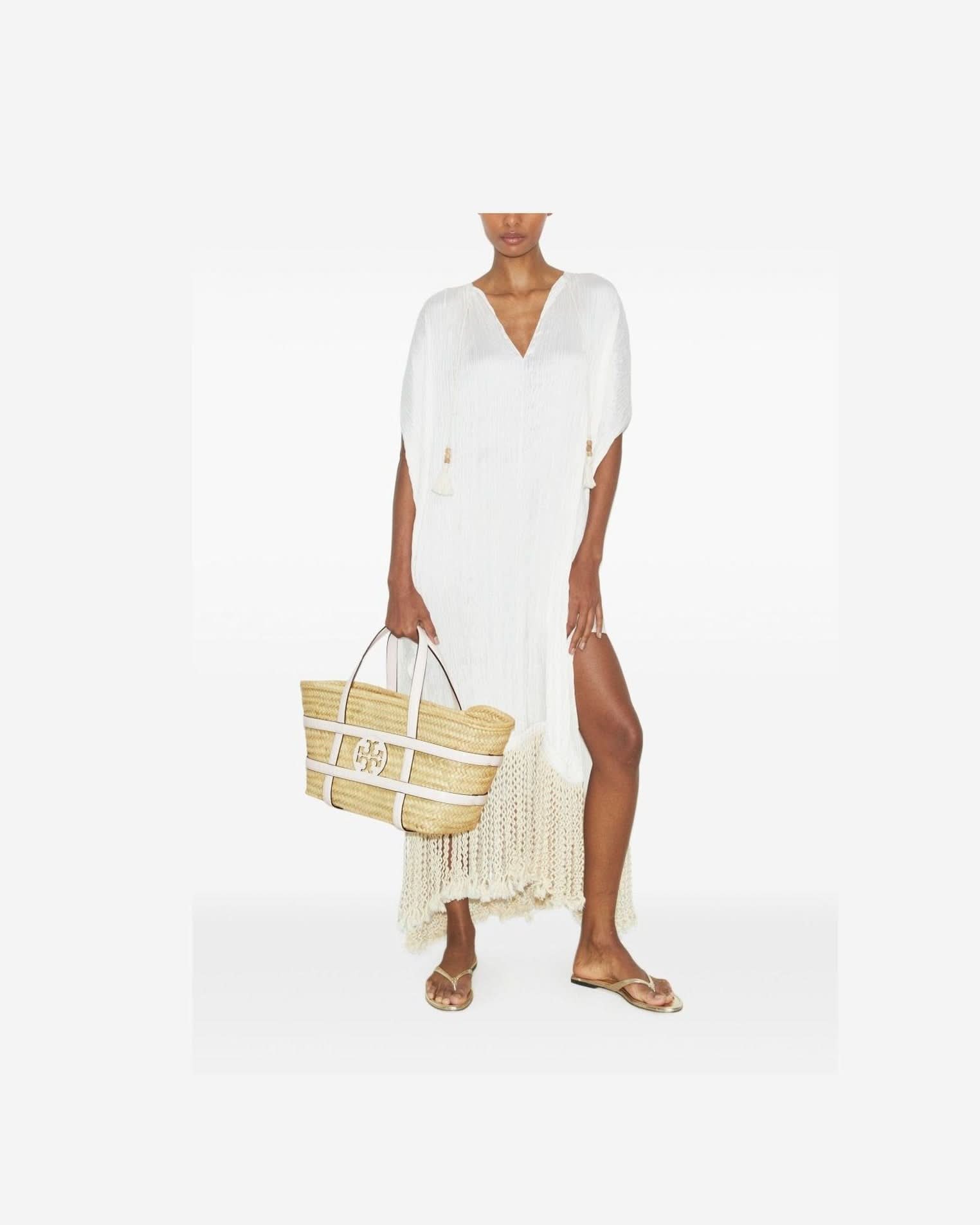 Tory Burch Ella Straw Basket Bag Handbags