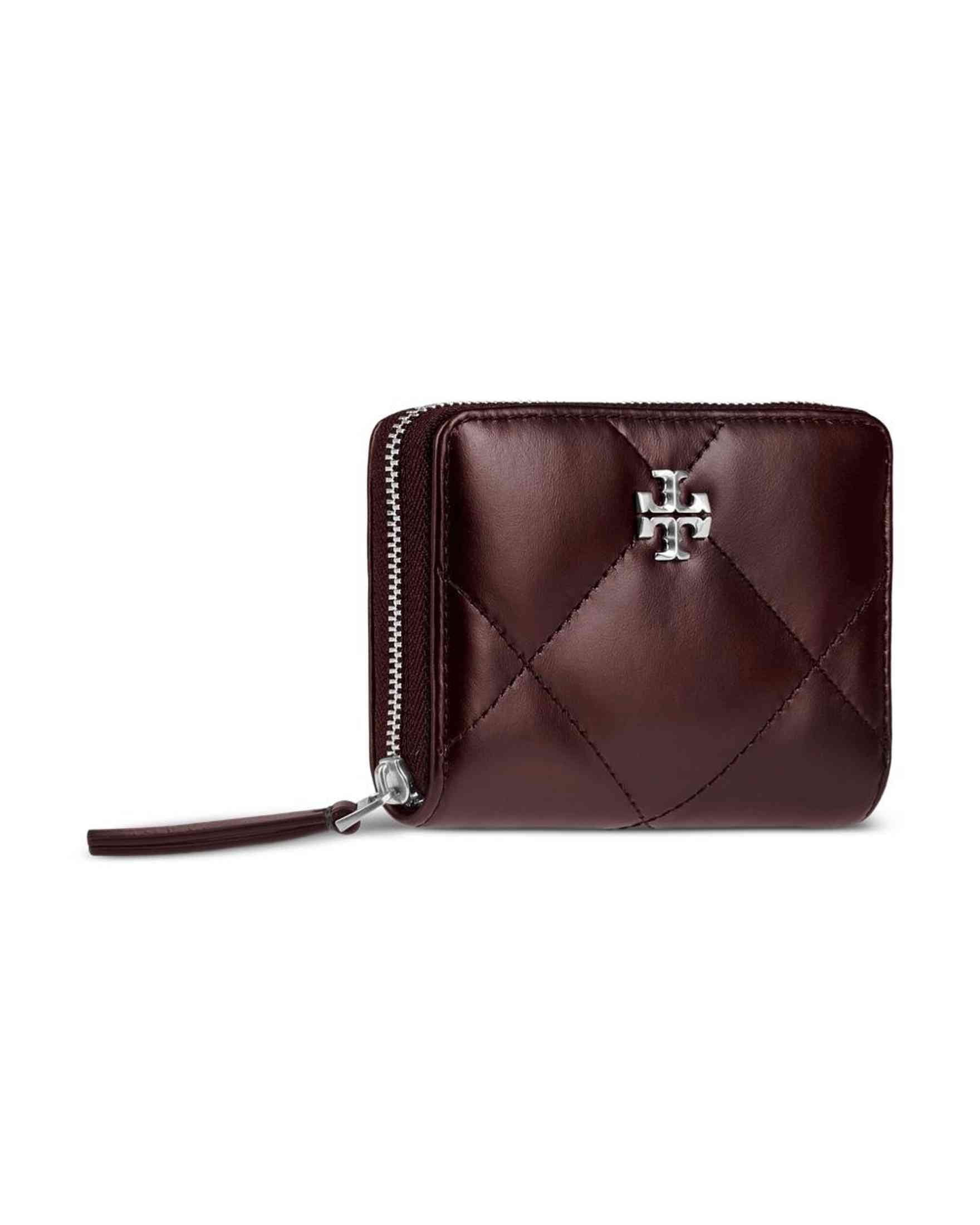 Tory Burch Kira Small Wallet with Diamond Quilting and Full Zip Closure Glam Steals